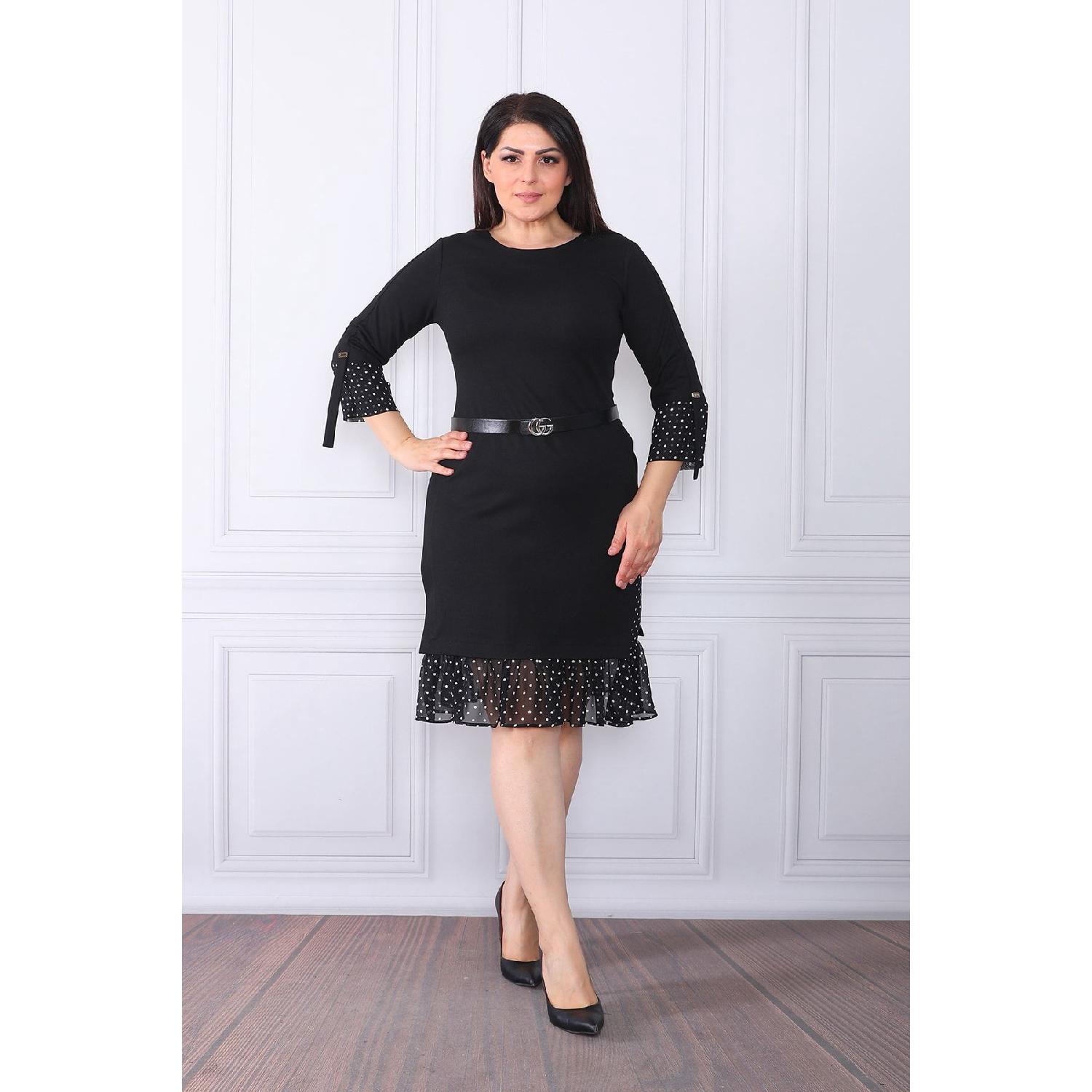 

Women Black Poly And Chicon Pattern Dress 36 чорний
