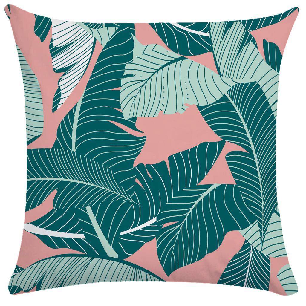 Palm Leaf Outdoor Cushion Cover Nordic Hand-painted Plant Pillowcase Soft Pillowcase Short Plush Pillowcase