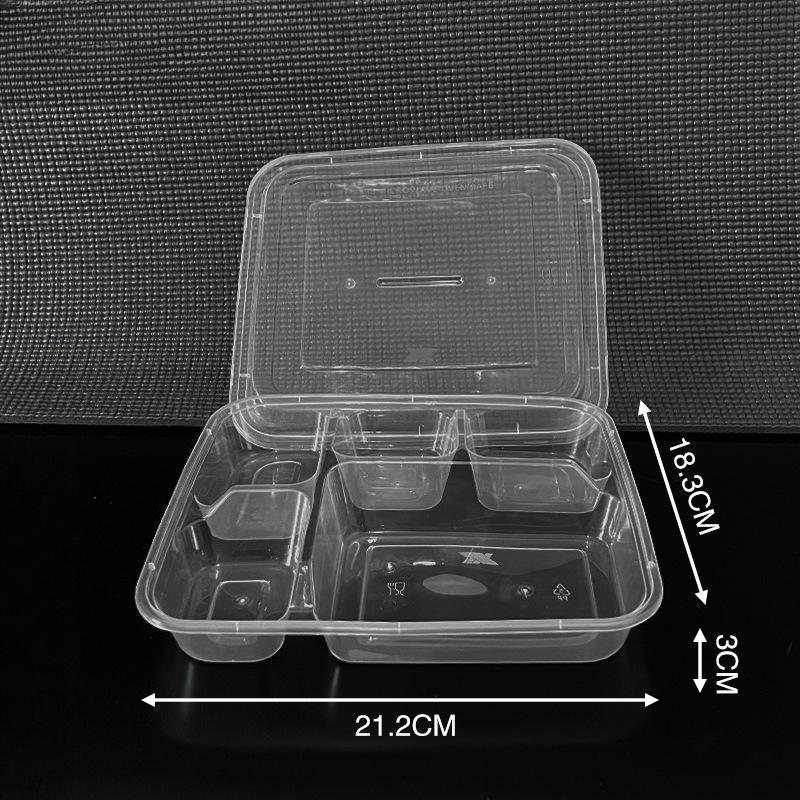 Disposable Thickened Food Container 3 4 5 Compartments with Lid for Canteen Business Meal Delivery