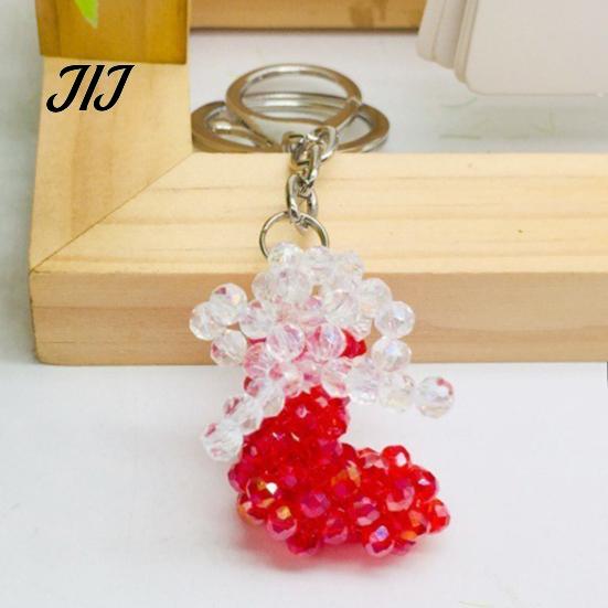 Decorative Handbag Charms Handmade Christmas Beaded Keychain, Xmas Tree Wreath Gift Box Bell Key Ring Santa Keyring, Backpack Hanging Decor for Party