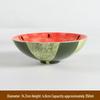 Hand-Painted Watermelon Design Large Ceramic Noodle Bowl with Underglaze Snails Pattern - Fresh, Deep & Stylish.