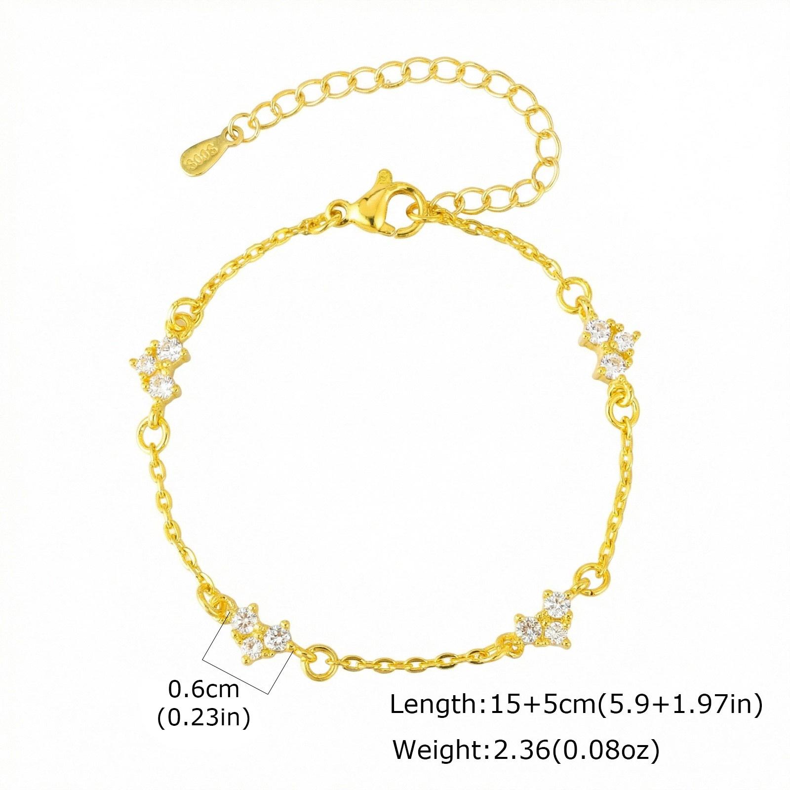 

Tiny Zircon Choker Necklace for Women, Gold Plated Flower CZ Stone Pendant, Minimalist Jewelry Thin Chain Layered Accessory