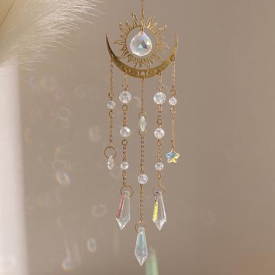 Golden Flame Moon Crystal Pendant Sunlight Catcher Outdoor Garden Hanging Decorations Hanging Ornaments
