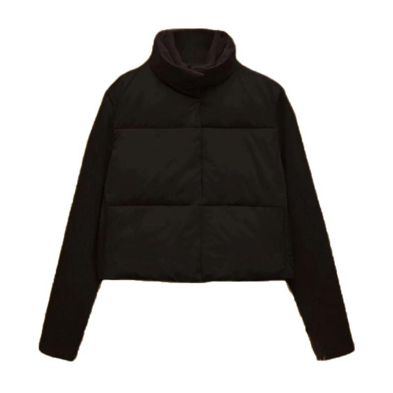 Autumn and Winter New Women clothes Western Style Stand Collar Long sleeve Knitted Patchwork Cotton-padded jacket Jacket 0518258