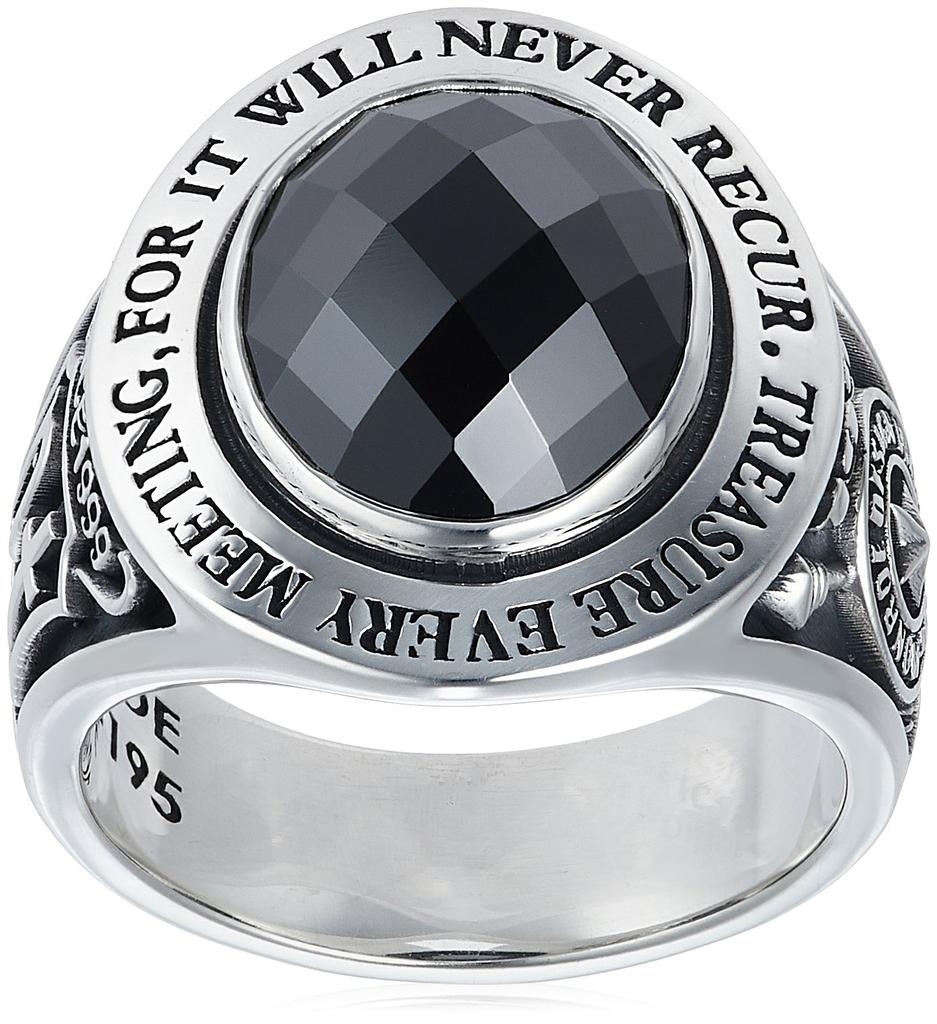Monroe Message College 925 Sterling Black Cubic Japanese Size 16 Dr. Ring, Silver, Zirconia, FC-195-SV-BCZ-16,