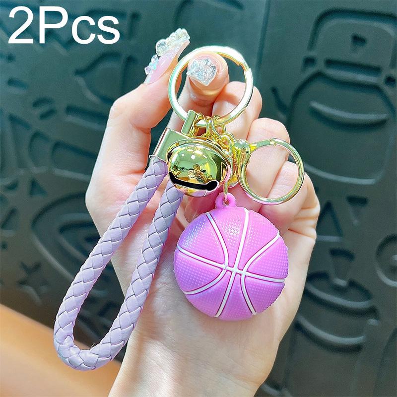 1/2Pcs Keyring Holder Creative Colorful Key Accessories Basketball Keychain 9 Colors Car Key Chain Plastic Ball Bag Pendant