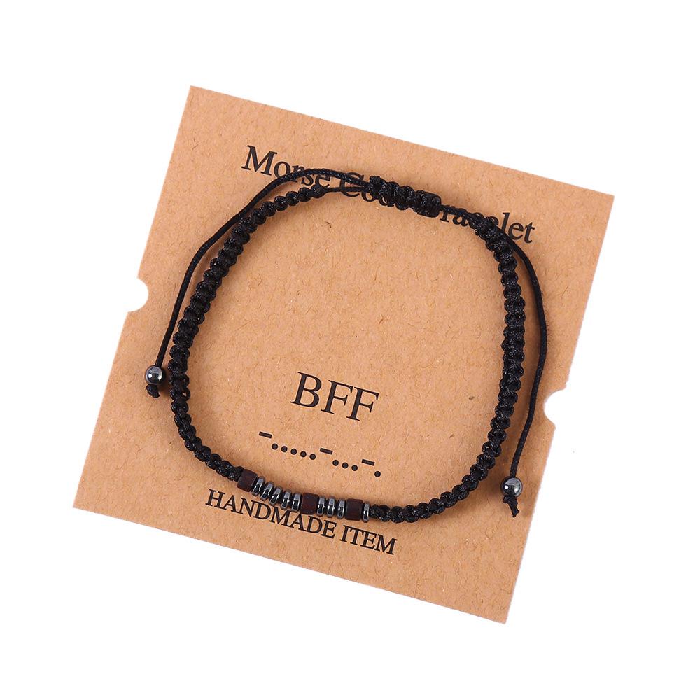 

Винтажный плетеный браслет для пары азбукой Морзе - Дизайн с буквами и цифрами