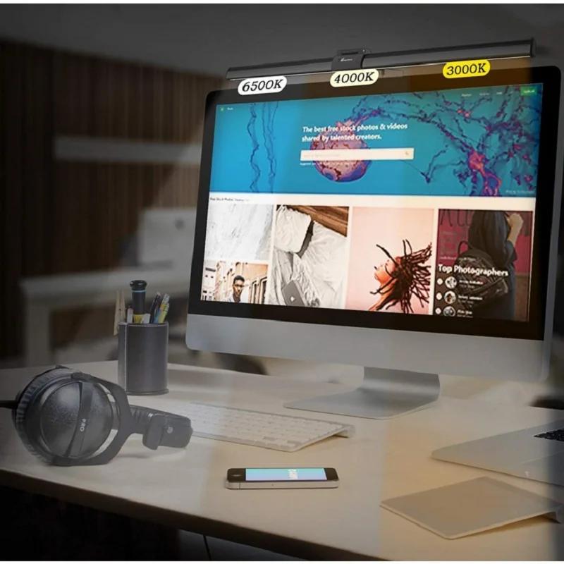 HOMEFISH LED Monitor Light Bar Eye-Care Stepless Dimming Desk Lamp for Work Gaming Screen Lighting Table Lamp