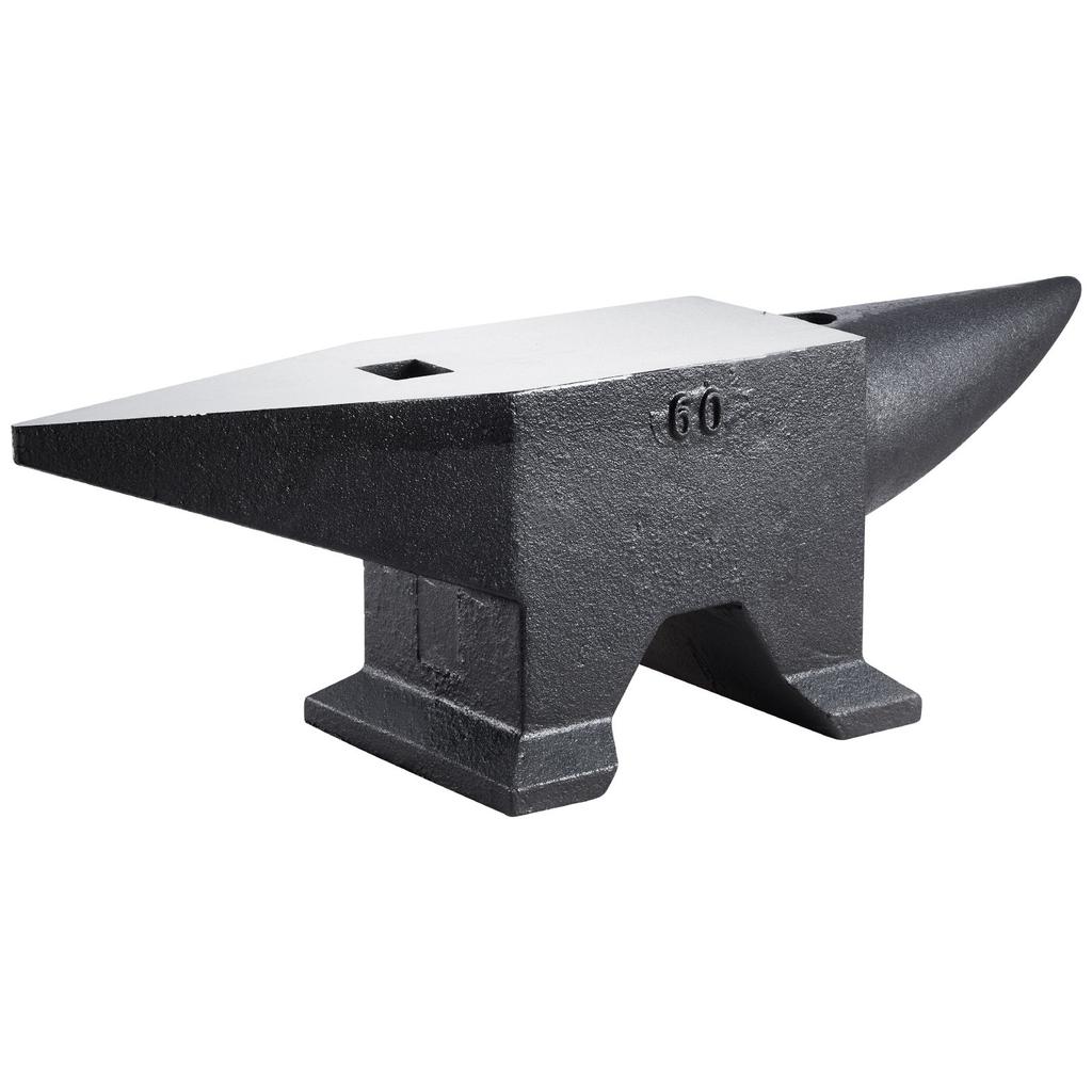 VEVOR Cast Steel Anvil, 132 Lbs(60kg) Single Horn Anvil with Large Countertop and Stable Base, High Hardness Rugged Round Horn Anvil Blacksmith