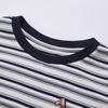 Xiangying Women's Striped Embroidered Round Neck T-Shirt