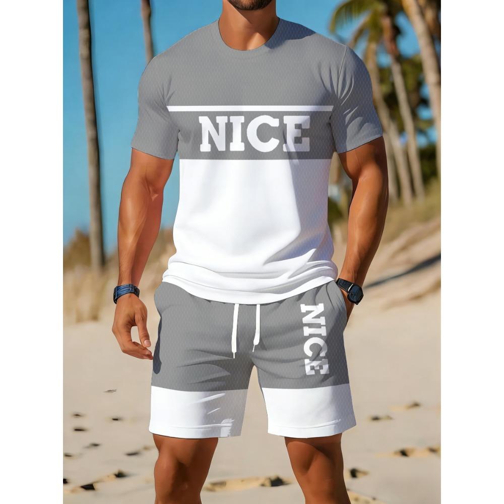 Leisure sports suit outdoor men s round neck T-shirt shorts set 2XS