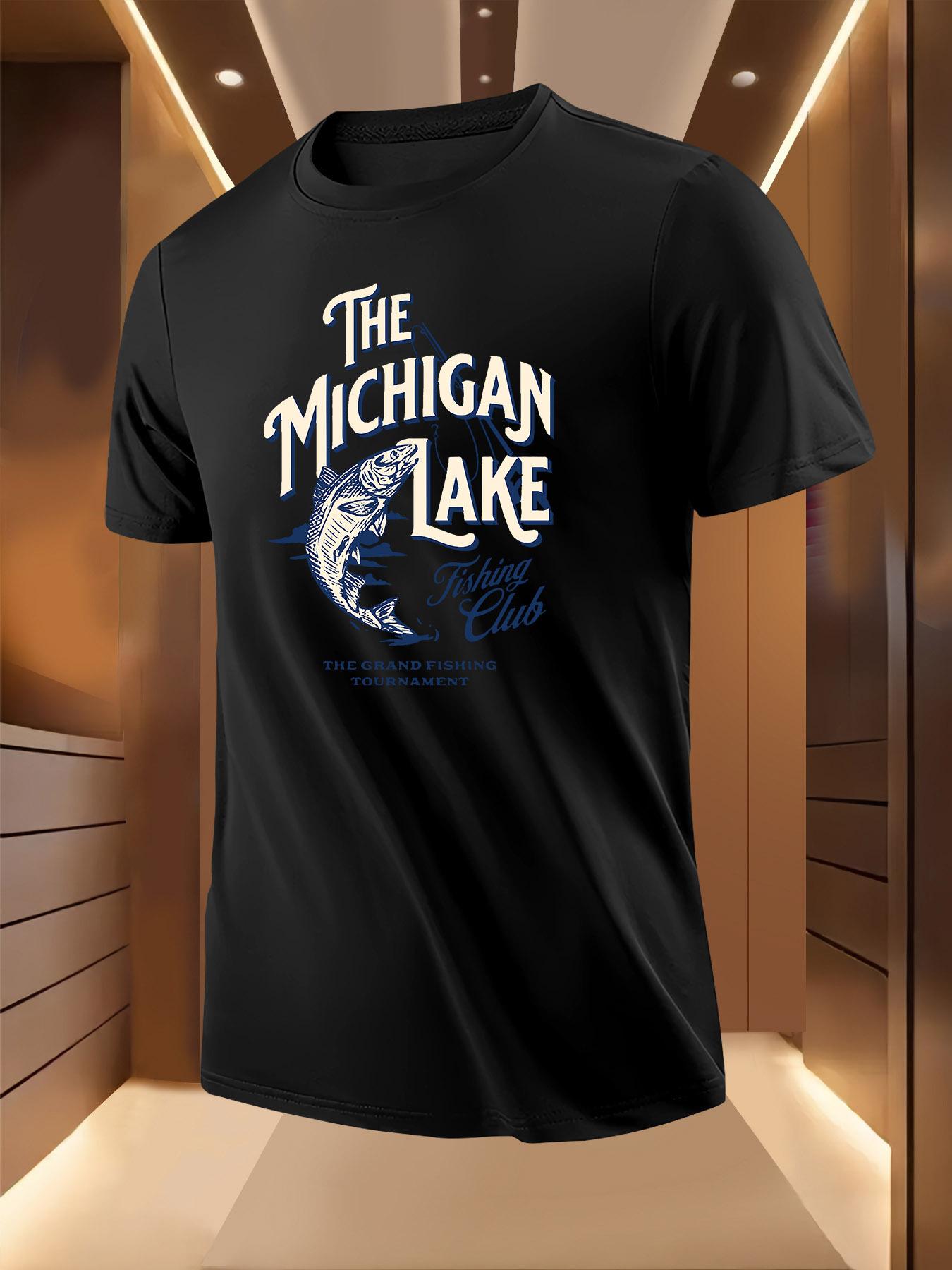 Michigan Lake Fishing Club Graphic Tshirt - Breathable Li... S