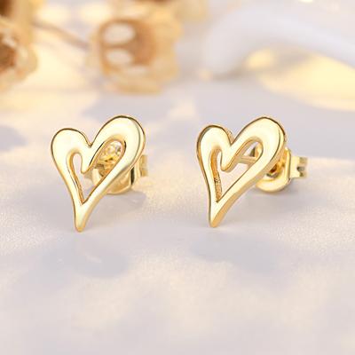 Damen Einfache Hohle Herzförmige Süße Mini Liebe Kleine Ohrringe