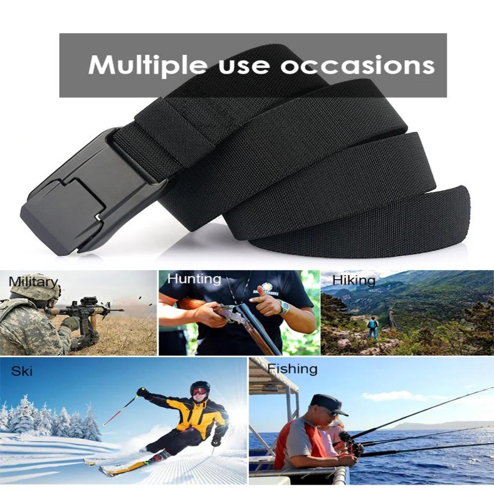 Heavy Duty Men's Stretch Belt Hard Quick Release Buckle Training Pants Belt  Outdoor