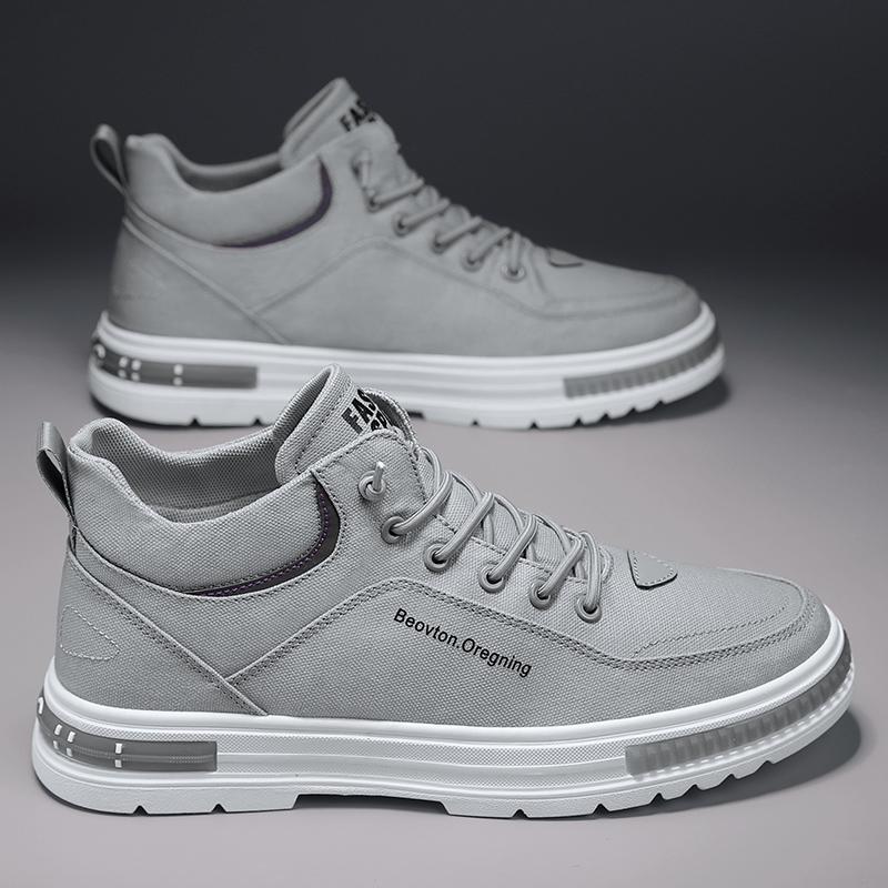Summer New Black Casual Heightening Cloth Shoes Sports Breathable Canvas Trendy Board Shoes