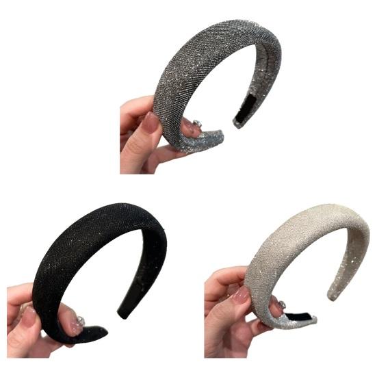 Damen Stirnband Funkelnde Strasssteine Schwamm Verdickte Füllung Rutschfestes Design Haarreif Flexible Passform Haaraccessoire
