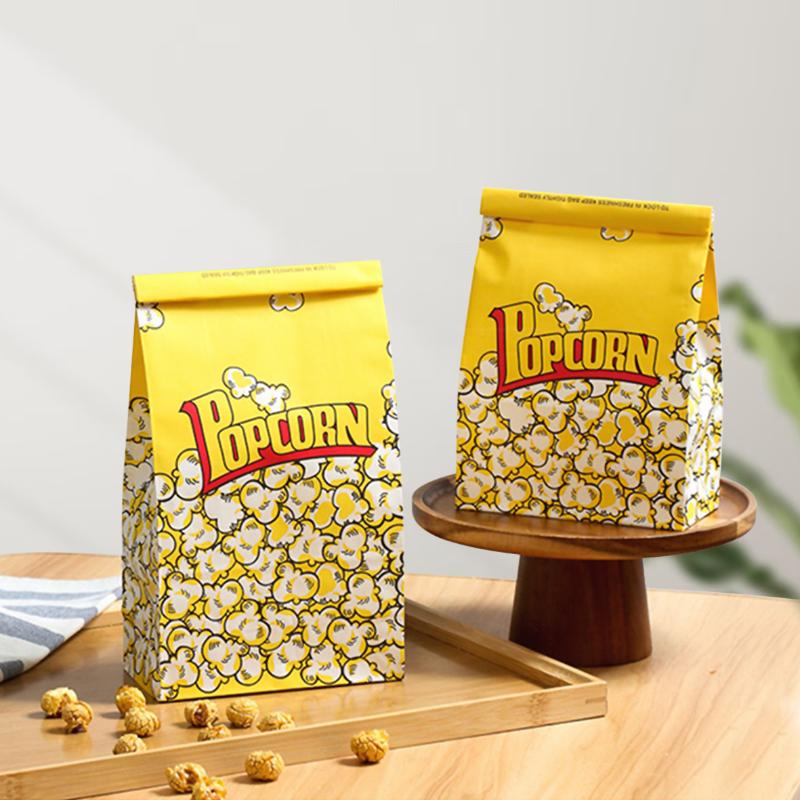 50Pcs Popcorn Container Paper Bag Kraft Paper Bags With Iron Wire Popcorn Boxes For Theme Birthday Parties Decoration Popcorn