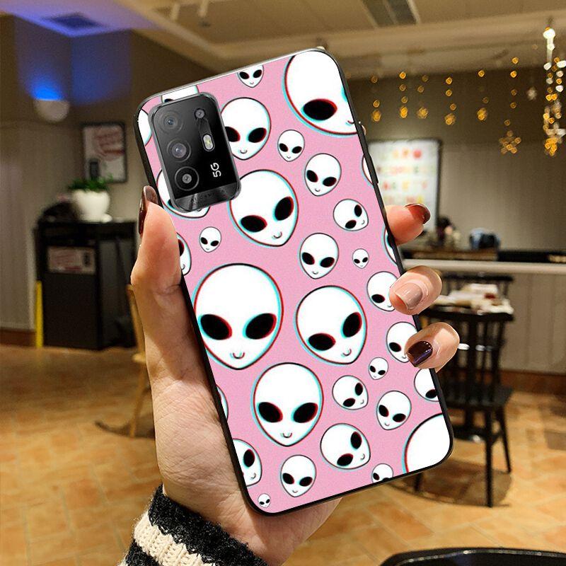Funda Aesthetics Cartoon Alien Space Phone Cover For OPPO A74 A94 A3S A5S A9 A12 A15S A52 A53S A72 A73 2020 A91 5G Cases Coque
