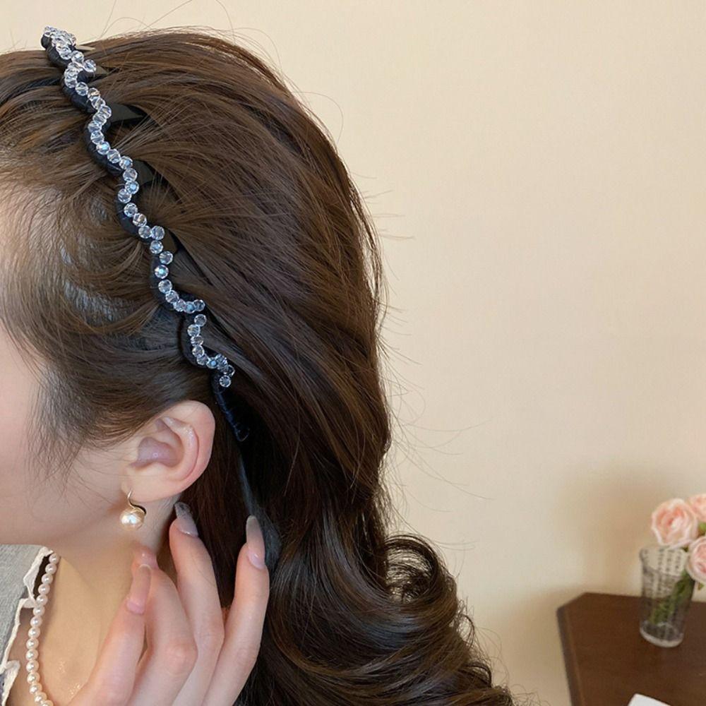 U-shaped Rhinestone Hair Band Non-Slip Face Wash Hairband Sweet Pearl Headband  Makeup