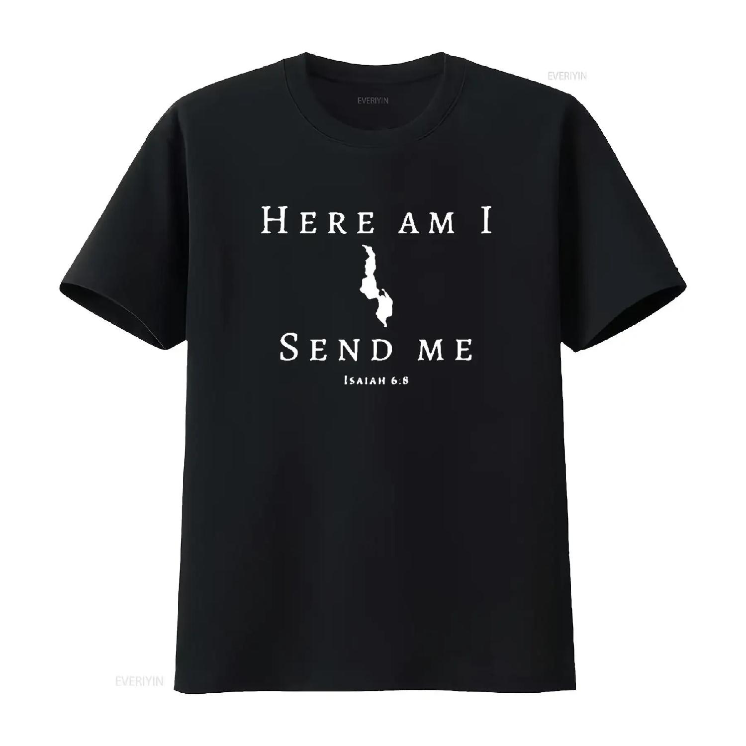 Here Am I Send Me Malawi Isaiah 6 Mission Trip Travel T Shirt Black X Large vintage Washed Slightly Casual S