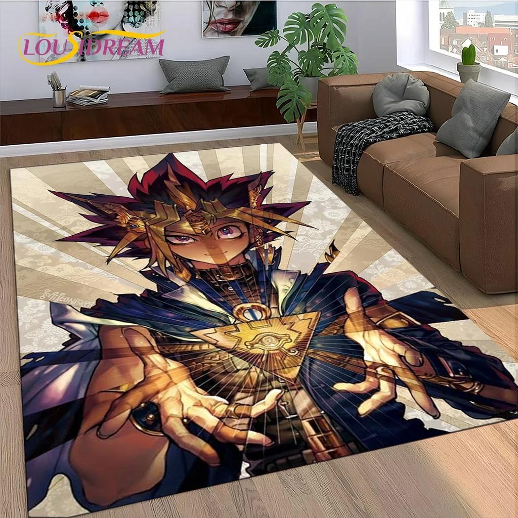 2025 Neuer Yu-Gi-Oh Blauäugiger Drache Monster Goldene Karte Cartoon Spiel Teppich für Schlafzimmer Wohnzimmer Haus Sofa, Dekoration Bodenmatte