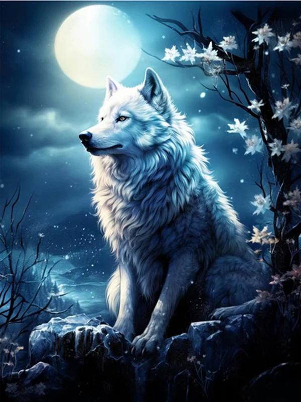 5D Wolf Diamond Painting Art New Collection Moon Mountain Mosaic Art Rhinestone Embroidery Animals Decor