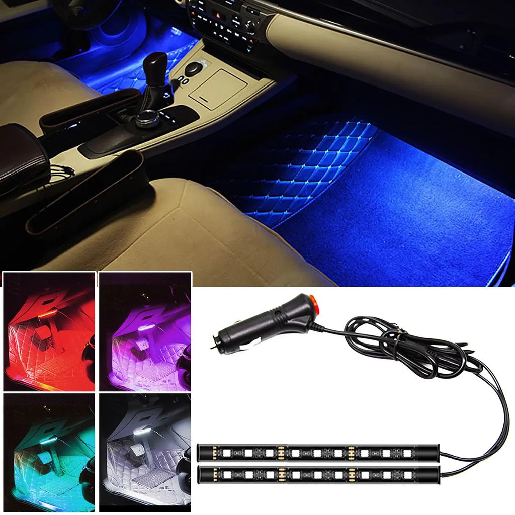 12V Car Footwell LED Lights - Music Sync, Overload Protection, Cigarette Lighter Powered