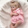 Lifelike 18 Inch Reborn Babies Doll Bettie Soft Cloth Body Cotton Stuffed Simulation Doll with Short Gold Hair Lovely Newborn Dolls for Kids Xmas Gift