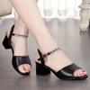 Soft Leather Women's Sandals 2025 Summer New High Heels Versatile One-word Buckle Sandals Fairy Style Thick Heels Women's Shoes