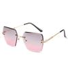 New Frameless Cut Edge Sunglasses Women Trendy Polygonal Gradient Color Sunglasses 9064