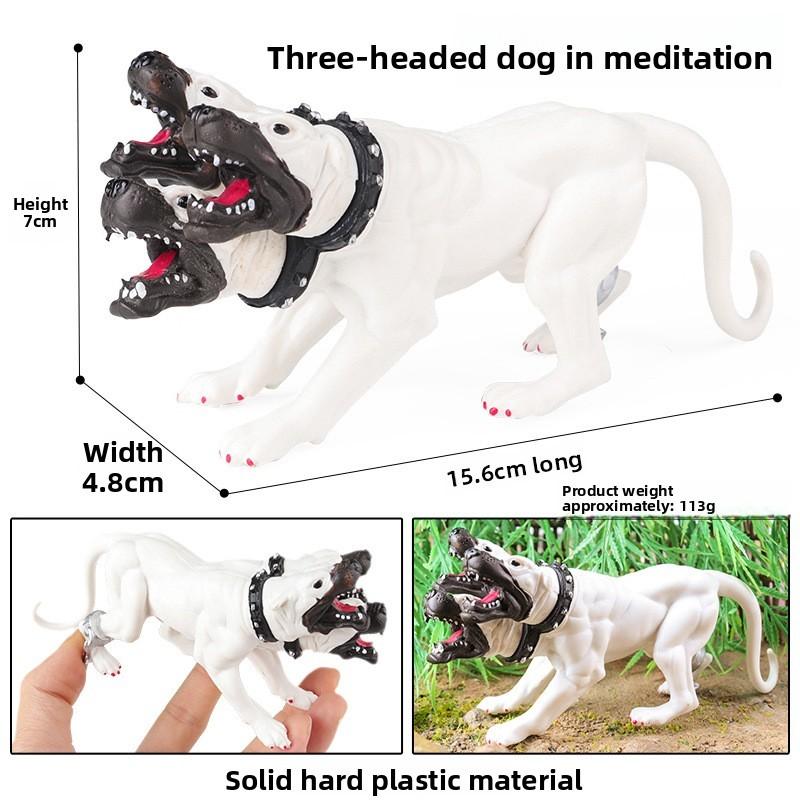 

Bat Stone Spirit Bull Monster Spitfire Flying Dragon Animal Model Ornament ThreeHeaded Dog White