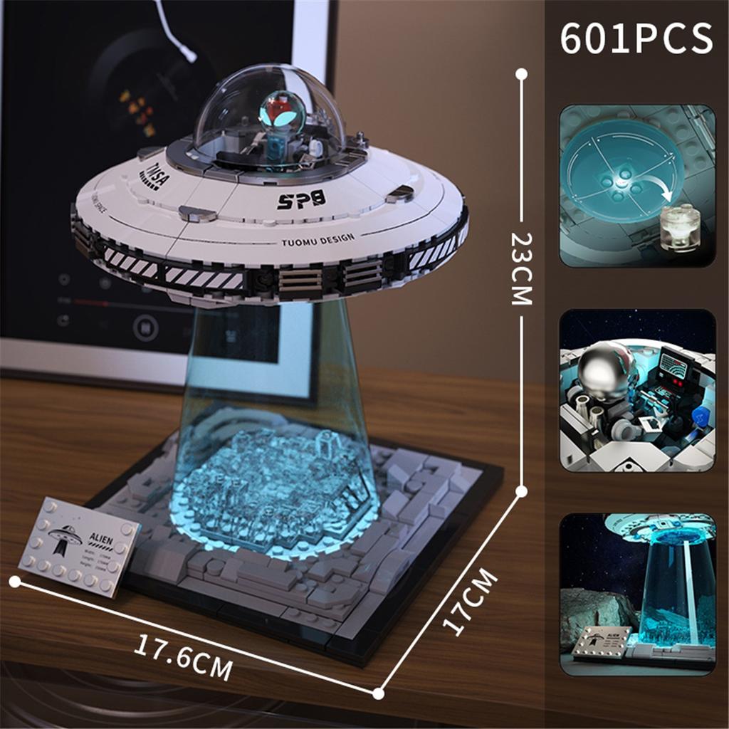 UFO Fliegende Untertasse Baustein Außerirdisches Schiff Raumschiff Astronaut Kreatives Montageornament Puzzle Spielzeug Junge Geschenk