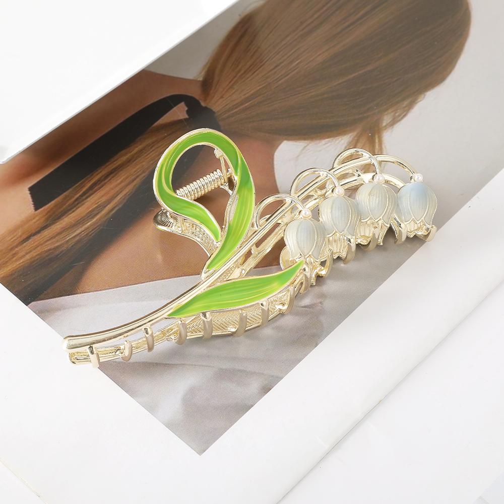 Pince à cheveux fleur Muguet en alliage pour femmes Tempérament Pince requin Crabe Mode Épingle à cheveux d'été Pince à cheveux Coiffure coréenne