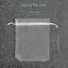 100pcs Premium Sheer Organza Bags, White Wedding Favor Bags With Drawstring, 4x4.72 Jewelry Gift Bags For