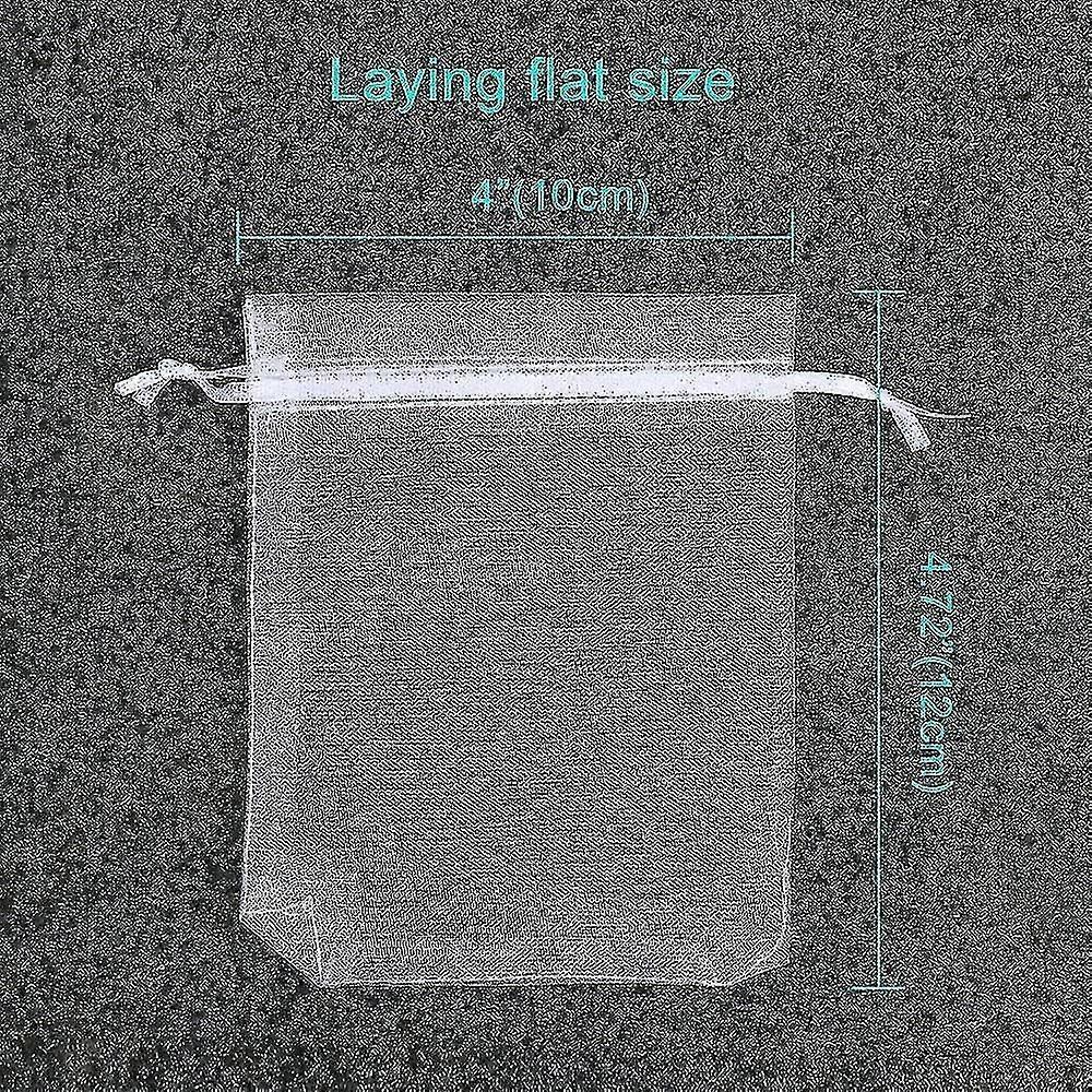 100pcs Premium Sheer Organza Bags, White Wedding Favor Bags With Drawstring, 4x4.72 Jewelry Gift Bags For