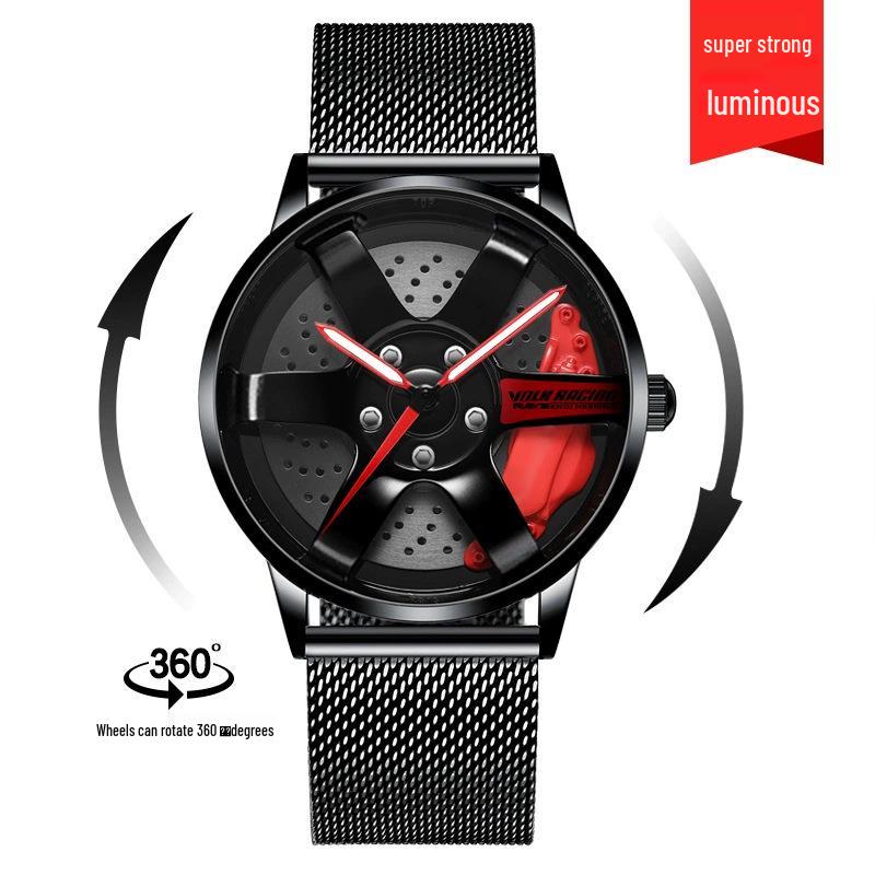 SVJ TE37 3D Skeleton Rotating Men s Watch - Waterproof, Luminous, Car Modification Inspired