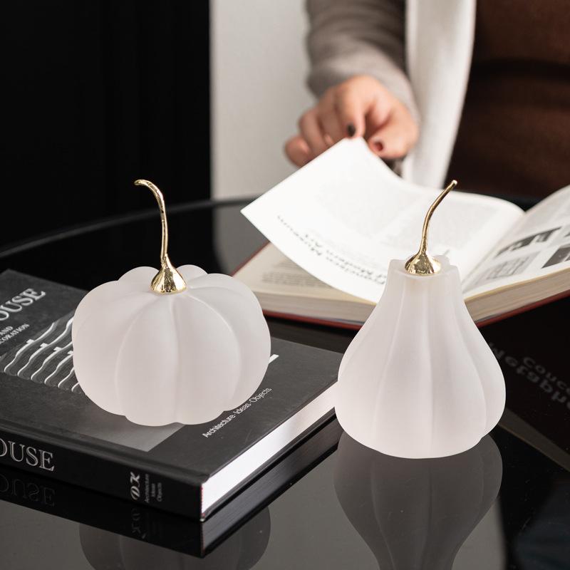 Creative Resin Handicrafts Marble Pumpkin Figurine Transparent Frosted Finish Pumpkin Statue Home Decoration Accessories