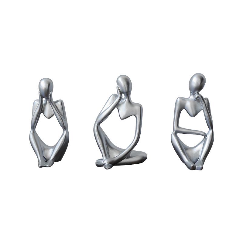 Srebrne Figurki Ozdobne do Dekoracji Szafki RTV, Stolika Kawowego lub Szafki na Wino w Salonie lub Holu Wejściowym