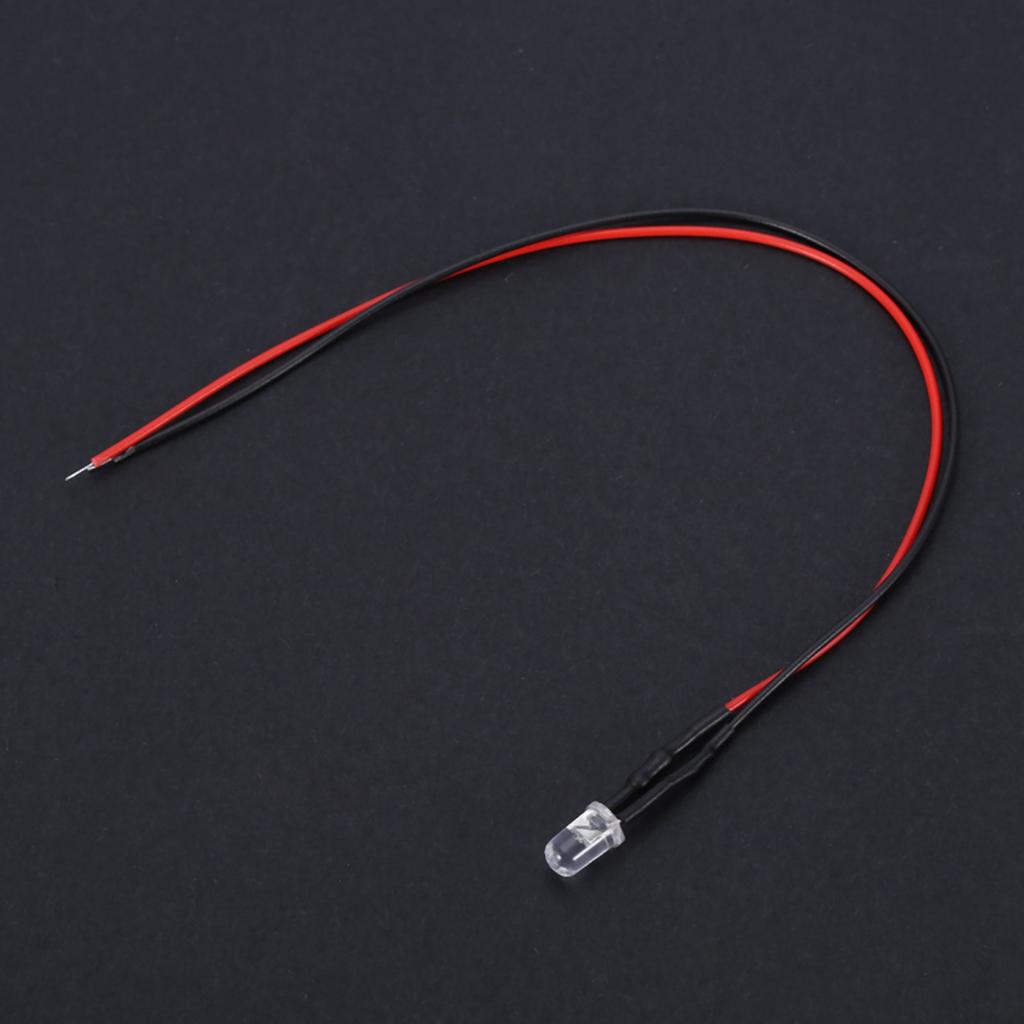 10 Stück 12V 5mm LED Leuchtdiode Verdrahtet Mehrfarbiges LED Lichtkabel 20cm 0.06W(Weiß)