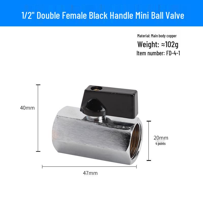 Super Short Mini Brass Ball Valve, 1/8" - 1/2" Thickened Male & Female Valve Switch