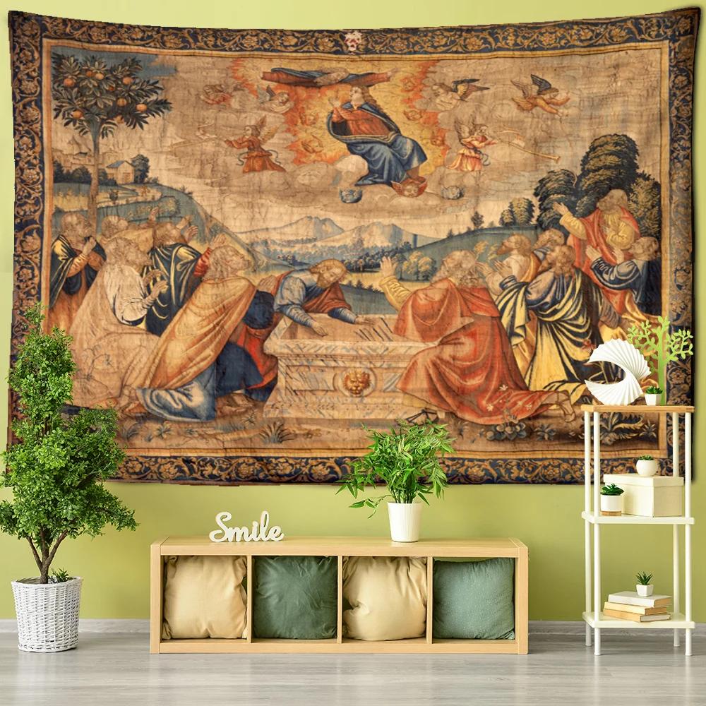 Vienna Christian Church Tapestry Home Boho Decor Witchcraft Wall Art Mural Drop Wall Cloth Christ Lord Angel Wall Tapestry