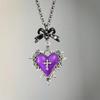 Gothic Y2K Thorn Rose Bow Heart Pendant Necklace Women's Retro Vampire Accessories Witch Party Jewelry Gift Choker