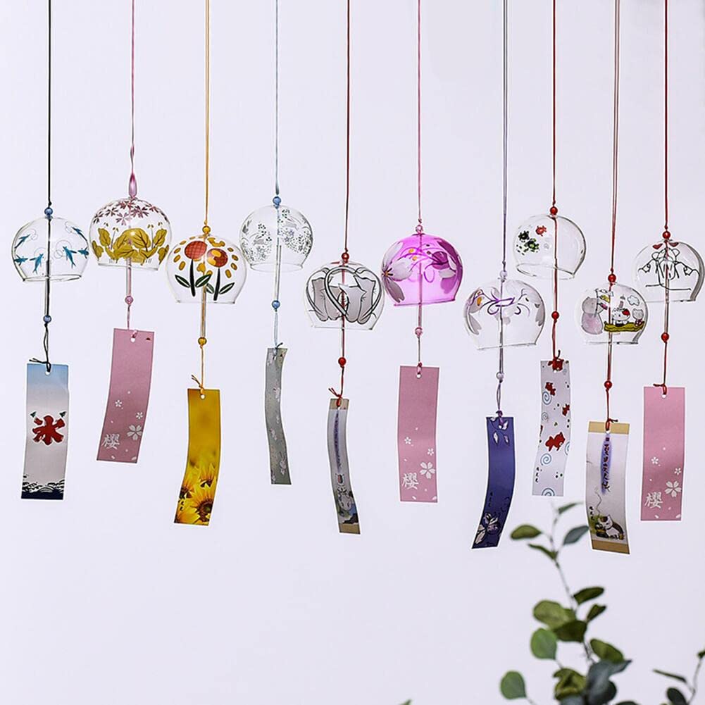 

Jumei Wind Chimes, Handmade Glass Wind Chimes, Set of 10, Enjoy the Cool Summer Spirit, Stylish Interior Decor, Souvenir, Gift, Present, Ornament (wit