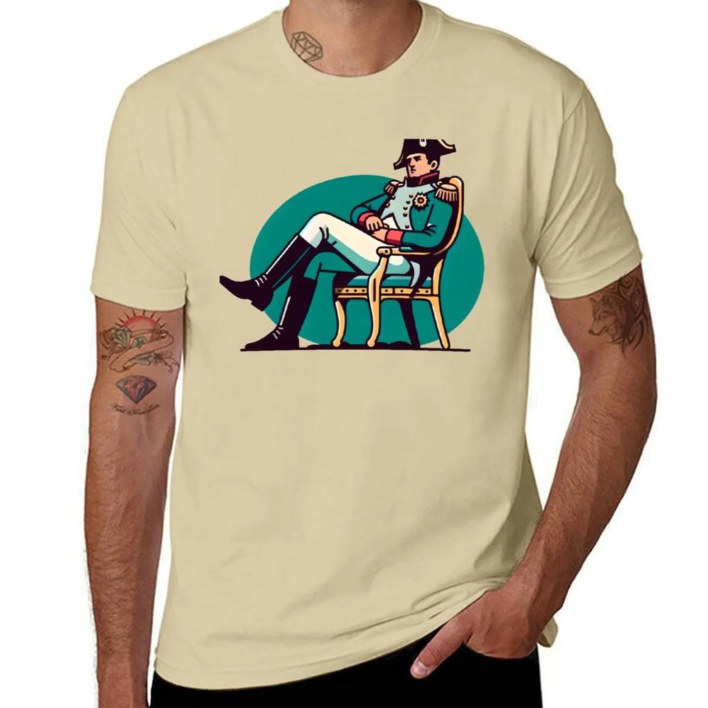 Napoleon Siting On Chair Drawing TShirt Cotton Graphic Tees New Edition Summer Top Anime Figures Mens Tshirts