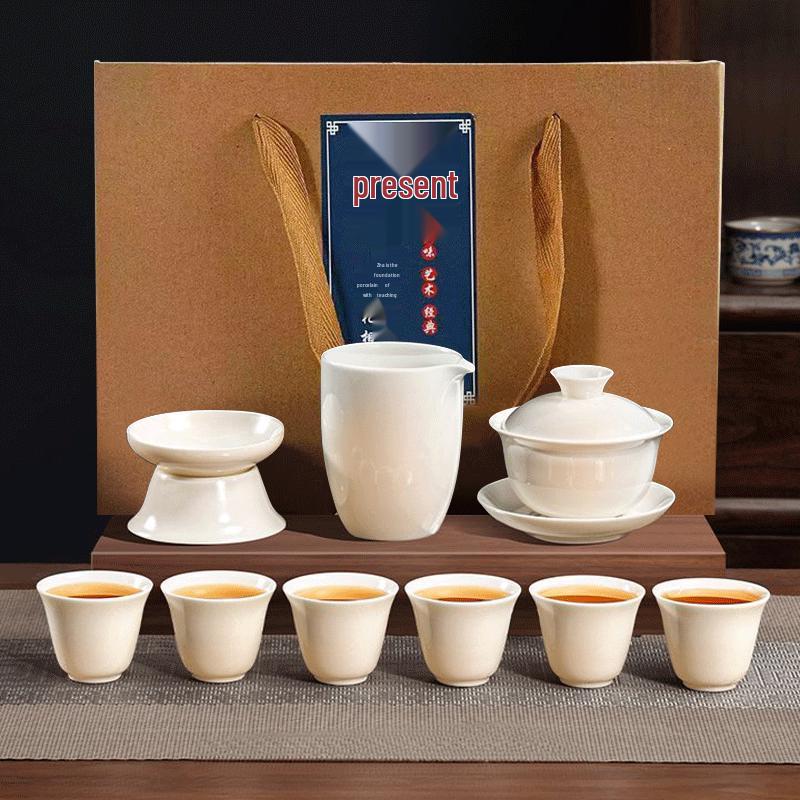 PAKCHOICE Suet White Porcelain Kung Fu Tea Gift Set