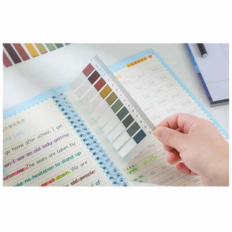 200 Hojas/juego Set de Notas Adhesivas Pastel Morandi Regla Cinta PET Pestañas Índice y Marcapáginas Diarios Planificadores Material Escolar y de Oficina Bloc de Notas