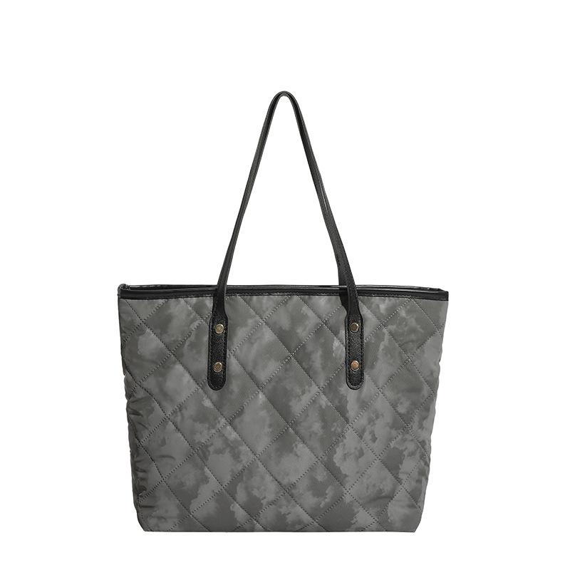Simple oneshoulder tote bag, new student class largecapacity rhombus cotton bag, commuter bag