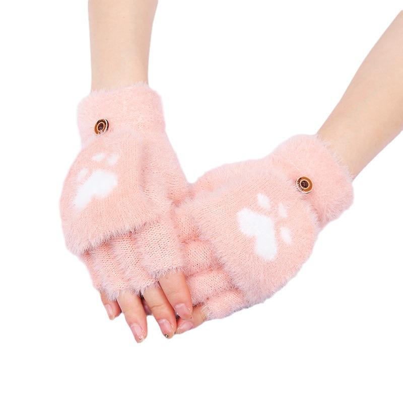 Cozy Cat Paw Touch Screen Gloves: Winter Sports & Cycling