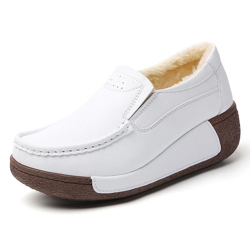 Fashion Cow Suede Platform Shoes Plush Warm Walking Shoes Women Winter Cotton Shoes Non-slip Mother Shoes