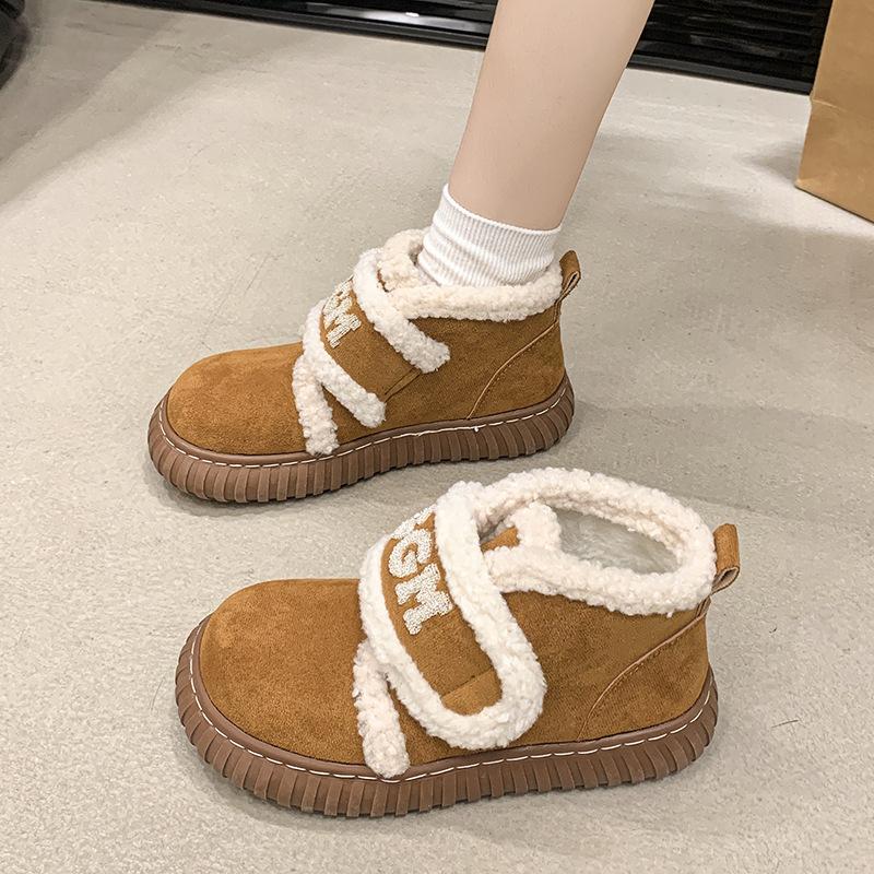 

Alphabet Velcro Snow Boots Women s Platform 2025 Winter Versatile Fleece Thickened Warm Fur Integrated Cotton Shoes 35